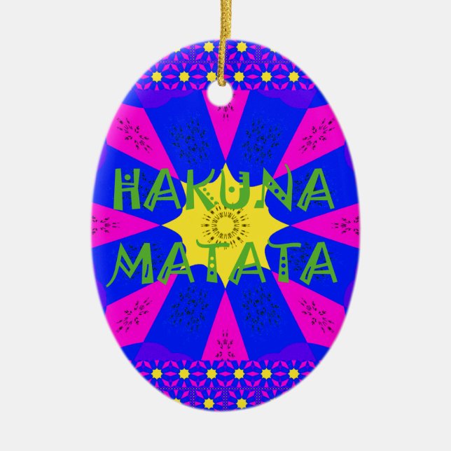 Ornamento De Cerâmica Hakuna Matata Belos Design de Cores Incríveis (Frente)