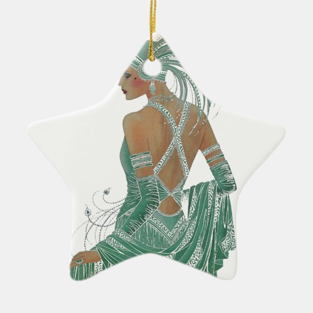 Ornamento De Cerâmica Hakuna Matata Damas indo para Green.png (Frente)