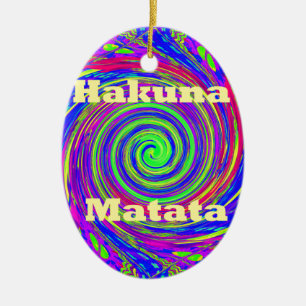 Ornamento De Cerâmica Hakuna Matata - Design com Cores Vibrantes