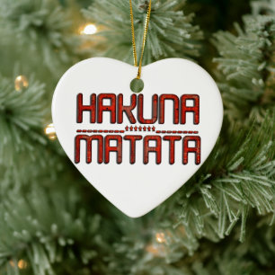 Ornamento De Cerâmica Hakuna Matata em Vermelho com Stars Techno