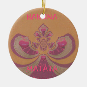 Ornamento De Cerâmica Hakuna Matata Feliz design de corações de Natal