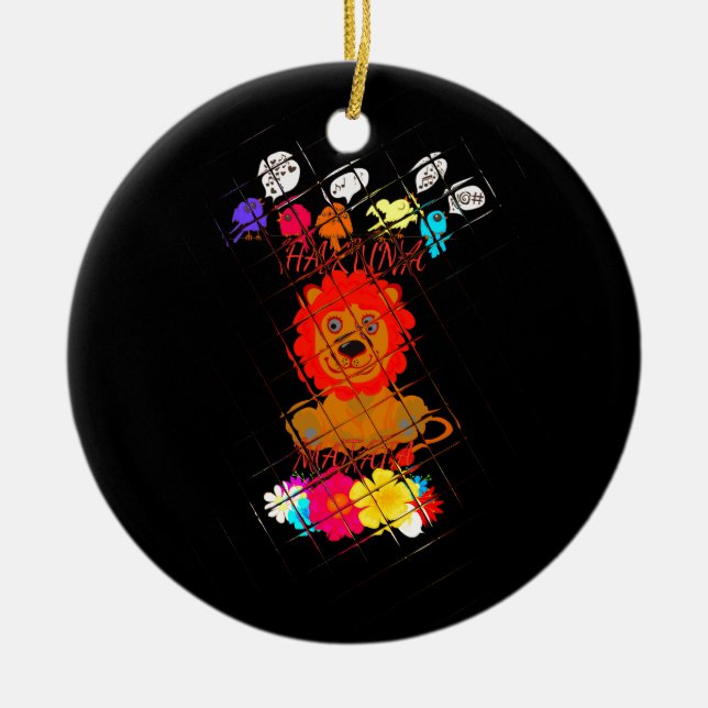 Ornamento De Cerâmica Hakuna Matata, fofo bebê design (Frente)