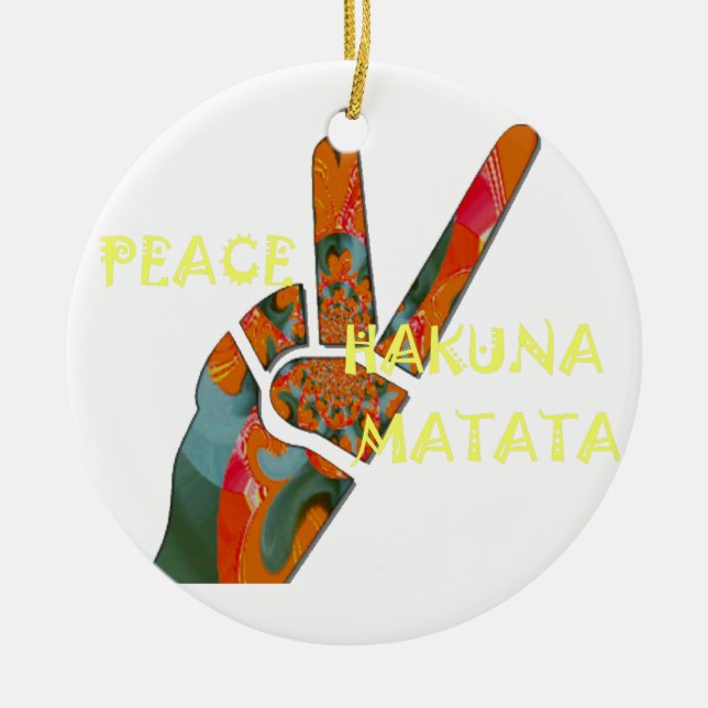 Ornamento De Cerâmica Hakuna Matata Paz (Frente)