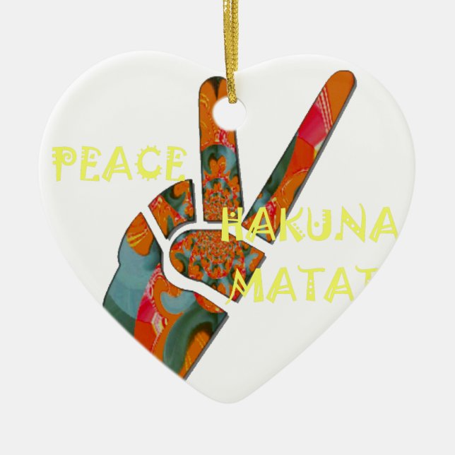 Ornamento De Cerâmica Hakuna Matata Paz (Frente)