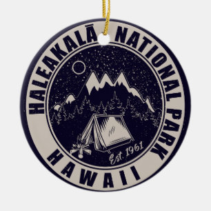 Ornamento De Cerâmica Haleakalā National Park Hawaii Retro Emblem