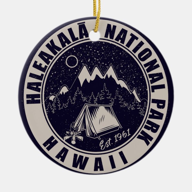 Ornamento De Cerâmica Haleakalā National Park Hawaii Retro Emblem (Frente)