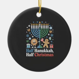 Ornamento De Cerâmica Half Hanukkah Half Christmas Christmukkah