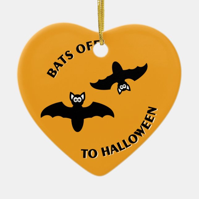 Ornamento De Cerâmica Halloween Bats Orange (Frente)