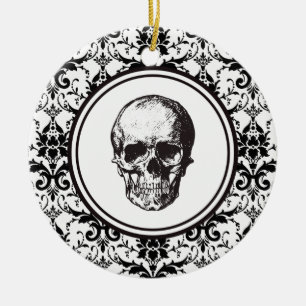 Ornamento De Cerâmica HALLOWEEN Black Cor damasco Skull Personalizado