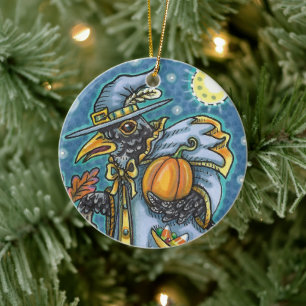 ORNAMENTO DE CERÂMICA HALLOWEEN BLACKBIRD ASSISTENTE, HALLOWEEN RAVEN