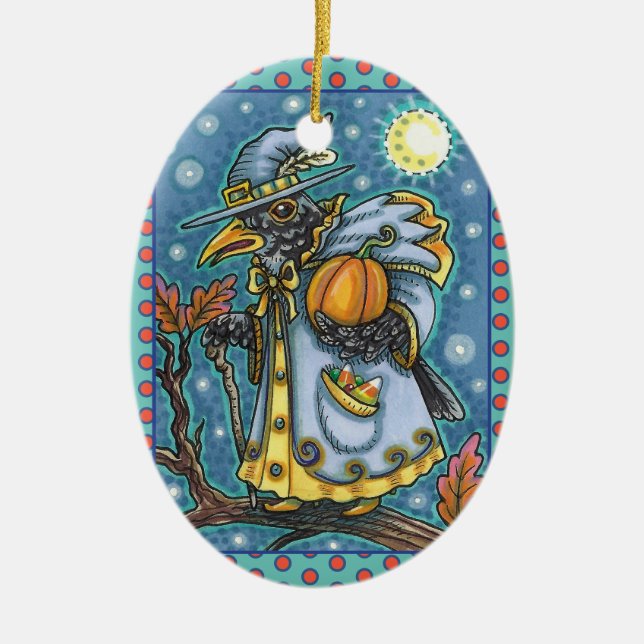 ORNAMENTO DE CERÂMICA HALLOWEEN BLACKBIRD ASSISTENTE, HALLOWEEN RAVEN (Frente)