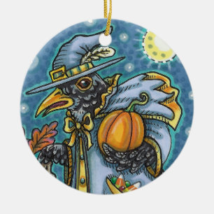 ORNAMENTO DE CERÂMICA HALLOWEEN BLACKBIRD ASSISTENTE, HALLOWEEN RAVEN