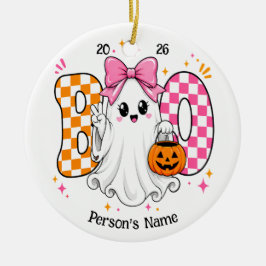 Ornamento De Cerâmica Halloween BOO personalizável