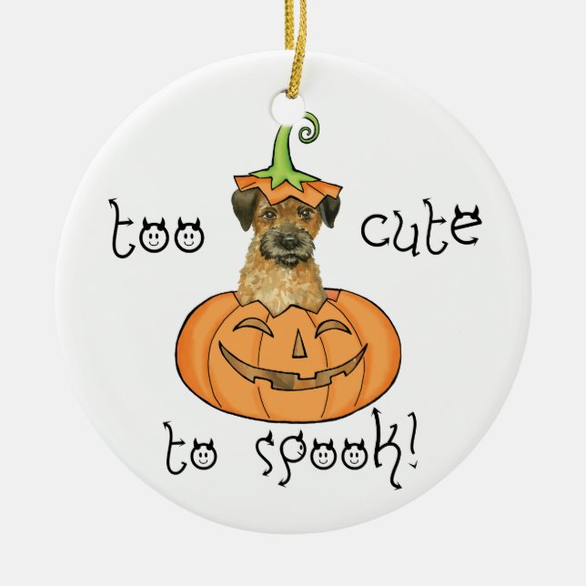 Ornamento De Cerâmica Halloween Border Terrier (Frente)
