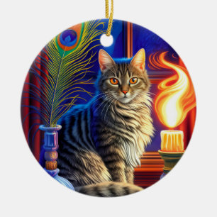 Ornamento De Cerâmica Halloween Cat