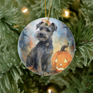 Ornamento De Cerâmica Halloween Chesapeake Bay Terrier Com Bompkins