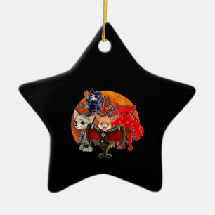 Ornamento De Cerâmica Halloween Chihuahua Costume Mummy Mau Witch Pumpk