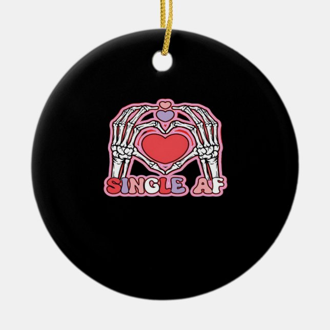 Ornamento De Cerâmica Halloween Clássico das Mãos - Design de Esqueleto  (Frente)