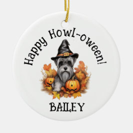 Ornamento De Cerâmica Halloween de Cachorro Miniatura Schnauzer