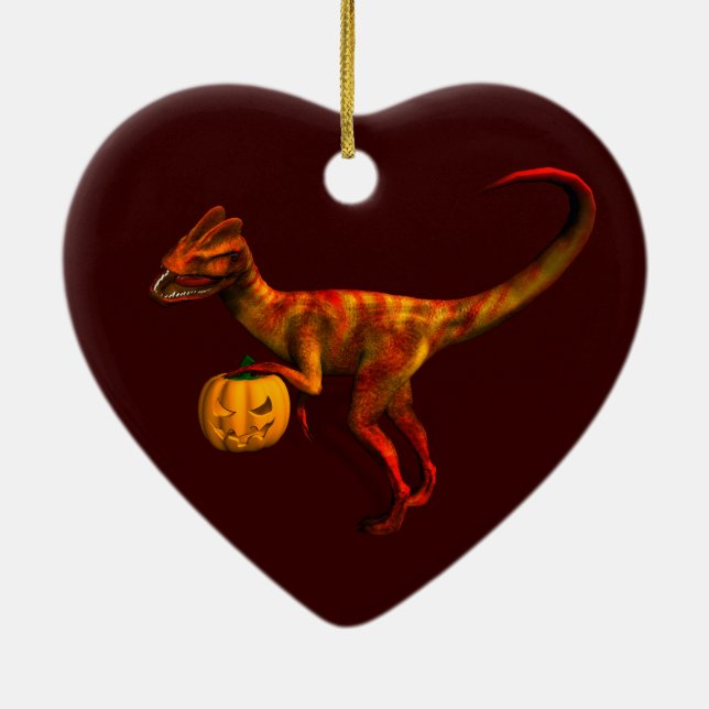 Ornamento De Cerâmica Halloween Dilophosaurus (Verso)