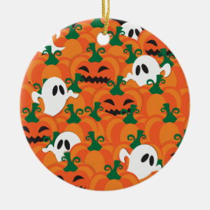 Ornamento De Cerâmica Halloween Fantasmas Assombrados Pumpkin Patch