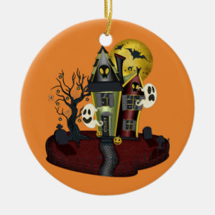 Ornamento De Cerâmica Halloween Haunted House