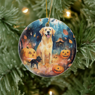 Ornamento De Cerâmica Halloween Lappund Finlandês Com Pumpkins Assustado