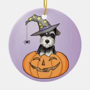 Ornamento De Cerâmica Halloween Miniature Schnauzer