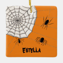 Ornamento De Cerâmica Halloween personalizado de aranhas assustadoras