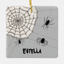 Ornamento De Cerâmica Halloween personalizado de aranhas assustadoras