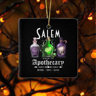 Ornamento De Cerâmica Halloween Salem Apothary Potions Tonics Elixirs