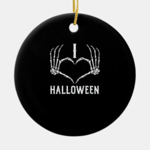 Ornamento De Cerâmica Halloween Skeleton Mãos Corações Mulheres Bonitas
