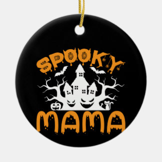 Ornamento De Cerâmica Halloween Spooky Mama Birthday