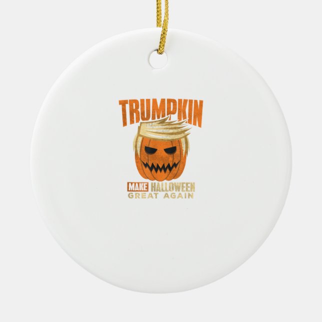 Ornamento De Cerâmica Halloween Trumpkin Engraçado Torne o Excelente Ame (Frente)