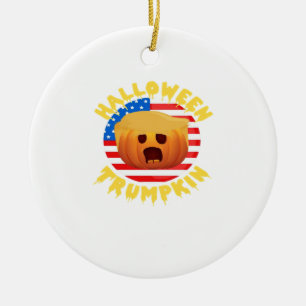 Ornamento De Cerâmica Halloween Trumpkin Funny Pumpkin Parody