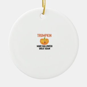 Ornamento De Cerâmica Halloween Trumpkin - Gráfico engraçado de abóbora