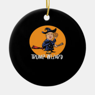Ornamento De Cerâmica Halloween Ttrump Wizard Engraçado Clássico