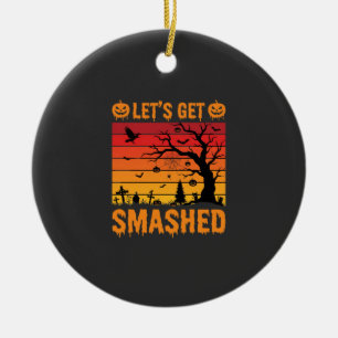 Ornamento De Cerâmica Halloween Vamos Ficar Esmagados Cemitério Assombra