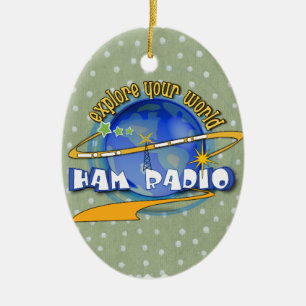 ORNAMENTO DE CERÂMICA HAM RADIO - EXPLORE O SEU MUNDO