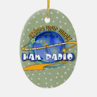ORNAMENTO DE CERÂMICA HAM RADIO - EXPLORE O SEU MUNDO
