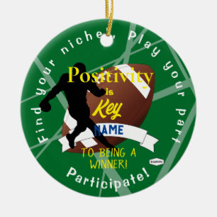 Ornamento De Cerâmica HAM Verde da Ornament do Tema de Futebol do Menino