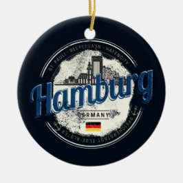 Ornamento De Cerâmica Hamburg Skyline Alemanha Vintage Holiday Souvenir
