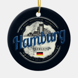 Ornamento De Cerâmica Hamburg Skyline Alemanha Vintage Holiday Souvenir