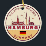 Ornamento De Cerâmica Hamburgo, Alemanha, Skyline Emblem<br><div class="desc">Design de arte colorida e minimalista de Hamburgo,  com monumentos e marcos da cidade alemã.</div>