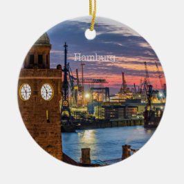 Ornamento De Cerâmica Hamburgo, Alemanha, visão panorâmica no crepúsculo