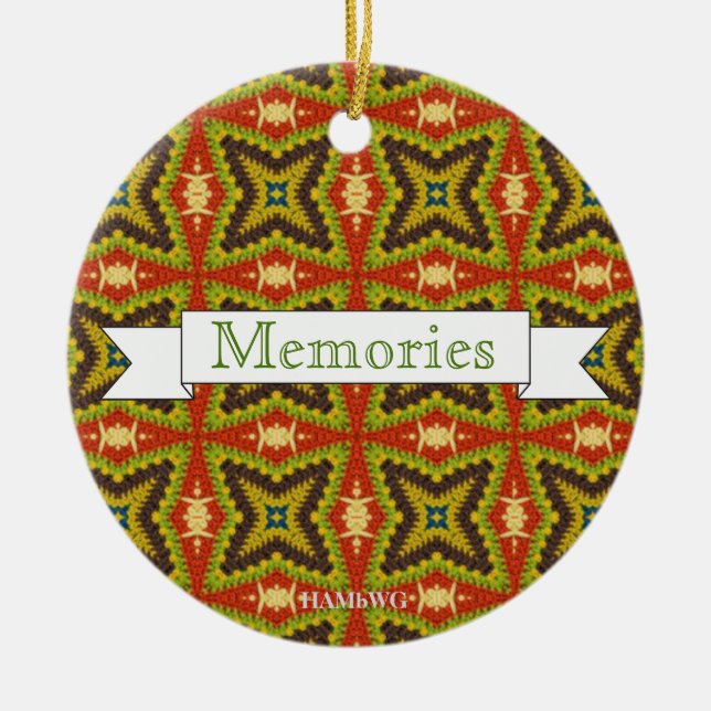 Ornamento De Cerâmica HAMbyWG - Azeitona, ferrugem e macrame verde da dé (Frente)