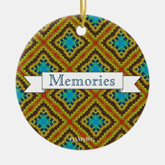 Ornamento De Cerâmica HAMbyWG - Macrame Azul, Azul (Frente)