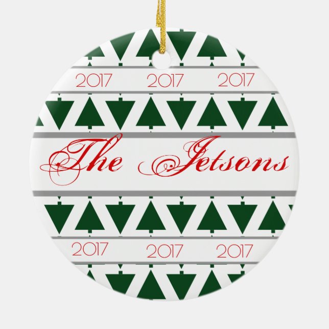 Ornamento De Cerâmica HAMbyWG Round Ornament - Verde e Branco (Traseira)