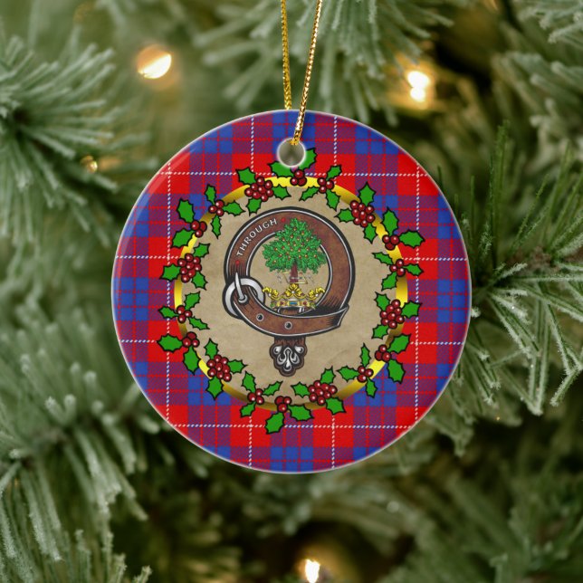 Ornamento De Cerâmica Hamilton Clan Crachá & Tartan Personalizado Xmas (Árvore)