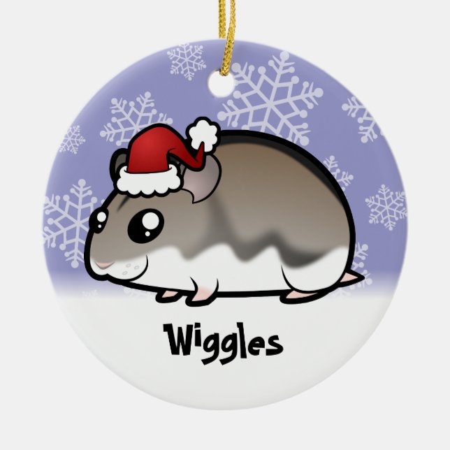 Ornamento De Cerâmica Hamster-anão de Natal (Frente)